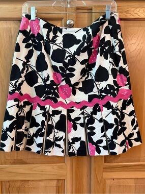 Jennifer Reale Design Floral Skirt with Pink Trim Size 8